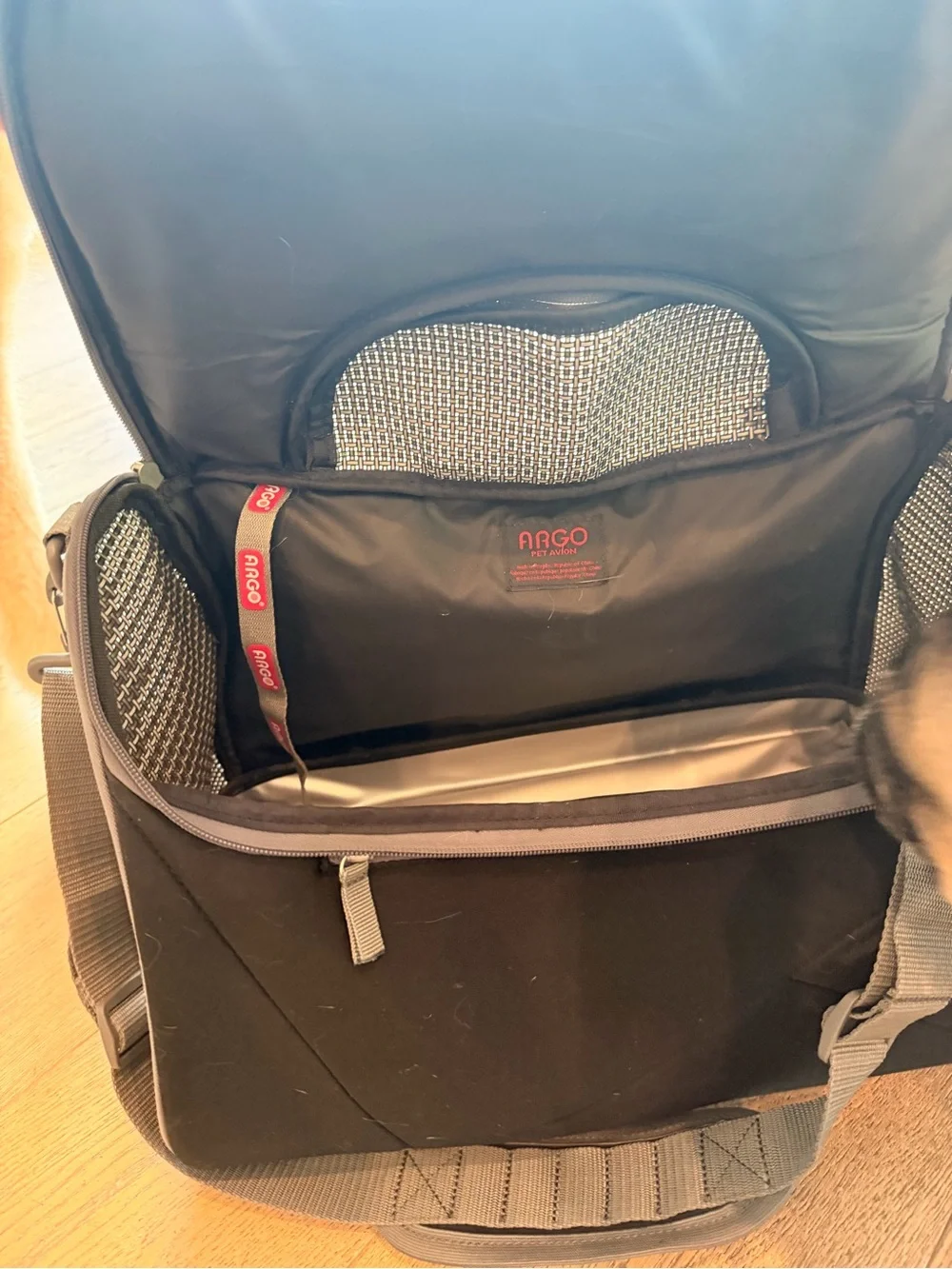 Black Pet Carrier soft Bag with Gray Trim
